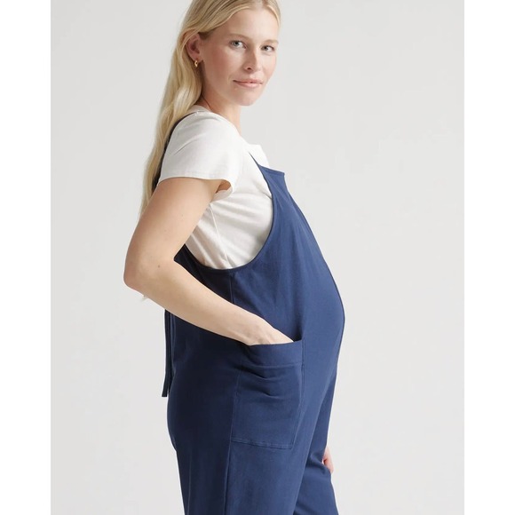 Quince Pants - Quince Navy Organic Cotton Maternity Overalls NWT Size Small